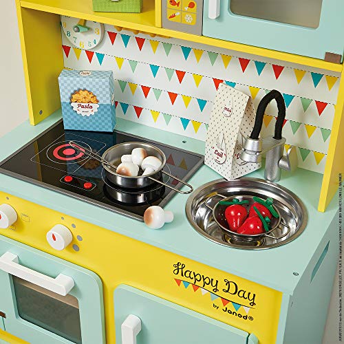 Janod- Happy Day Cocina para Niños, Color azul/amarillo (Juratoys J06564)