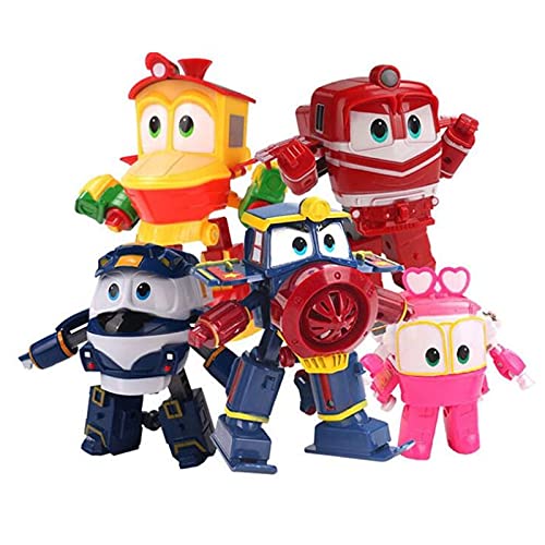 JDQS Juguetes de Robot Infantil, Robot Trenes Transformación Robot Kay Alf Train Family Deformation Train Figure Figure Toys Regalo para niños (Color : White)