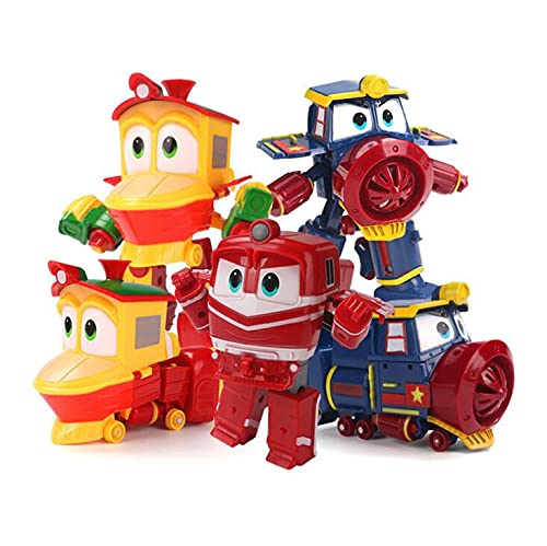 JDQS Juguetes de Robot Infantil, Robot Trenes Transformación Robot Kay Alf Train Family Deformation Train Figure Figure Toys Regalo para niños (Color : White)