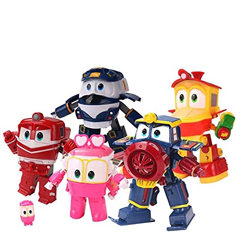 JDQS Juguetes de Robot Infantil, Robot Trenes Transformación Robot Kay Alf Train Family Deformation Train Figure Figure Toys Regalo para niños (Color : White)