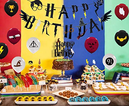 JeVenis 22 PCS Wizard Birthday Party Accessories Set Wizard Inspirado en la Escuela Happy Birthday Banner Wizard Theme Party Decorations