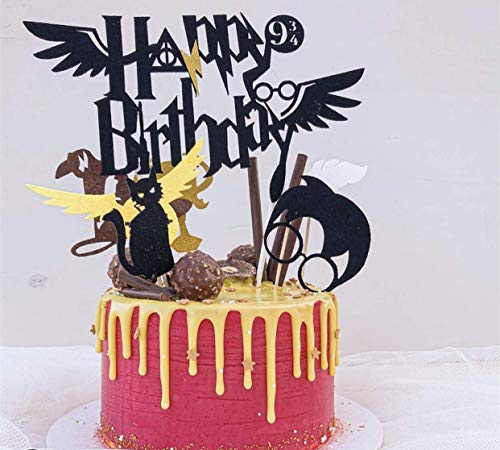 JeVenis Set de 17 Wizard Happy Birthday Banner Wizard Birthday Party Supplies Wizard Cake Topper para Wizard Party Decorations