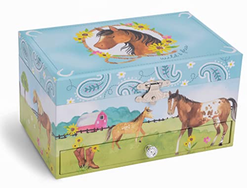 Jewelkeeper - Joyero Musical para Niñas con Cajón Extraíble, Diseño de Granero y Caballo - Melodía Home on the Range