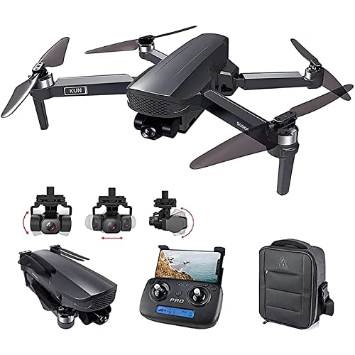 JHGF 2021 Nuevo Drone Gimbal De 3 Ejes, Drone con Cámara 4K 4 / 5G WiFi GPS Smart Follow, Reconocimiento De Grabación De Gestos, Surround De Punto Fijo, Quadcopter Plegable De 50X para Drones Pr