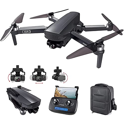 JHGF 2021 Nuevo Drone Gimbal de 3 Ejes, Drone con cámara 4K 4 / 5G WiFi GPS Smart Follow, Reconocimiento de grabaciones de Gestos, Surround de Punto Fijo, Drone Profesional Cuadricóptero Plegable 50X