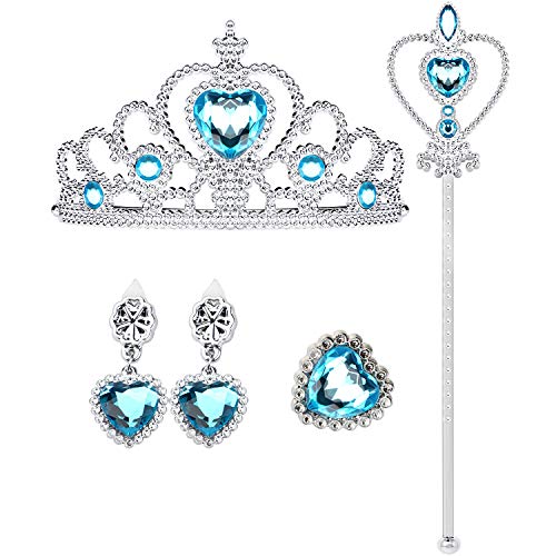 Joinfun Accesorios de Vestir de Princesa 10 Piezas Set Tiara Crown Wig Wand Guantes Kits de máscara para niñas Regalo de cumpleaños Suministros para Fiestas (Mei)