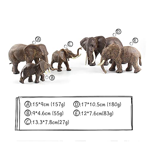 JOKFEICE Figuras de Animales 5 Piezas Elefante Familia Animal Juguetes Proyecto de Ciencia Aprendizaje Juguetes Educativos Regalo de Cumpleaños Decoración de Pastel para Niños Niños