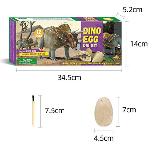 Jokooan Huevos de Dinosaurio Juego de 12,Descubre 12 Dinosaurios Diferentes,Huevos de Pascua,Arqueología,Paleontología,Juguete,kit de Excavación de Huevos de Dinosaurio,Juguetes Para Niños de 4 + años