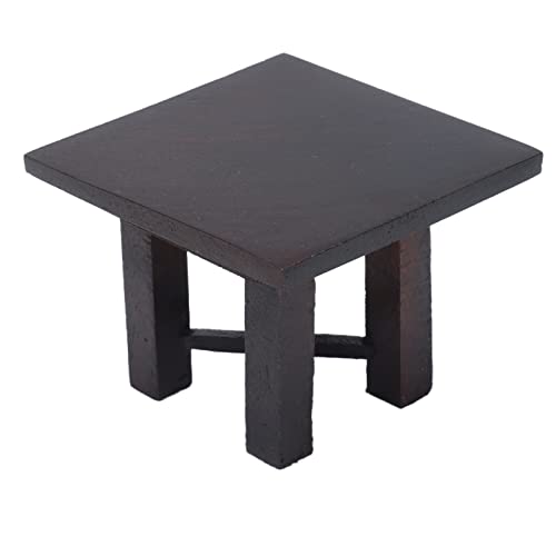 Jopwkuin Juego de Mesa de Madera para Casa de Muñecas, Decoración de Casa de Muñecas, Juego de Mesa de Comedor en Miniatura para Casa de Muñecas, Material de Madera Negra para Exteriores para Niñas