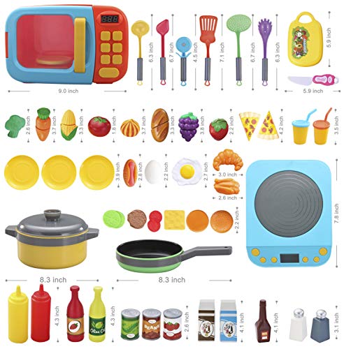 JOYIN 45 piezas Microwave Cooking Play Toy with Pretend Cutting Food Toy & Utensilio Kitchen Play Set for Kids