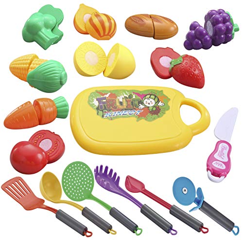 JOYIN 45 piezas Microwave Cooking Play Toy with Pretend Cutting Food Toy & Utensilio Kitchen Play Set for Kids