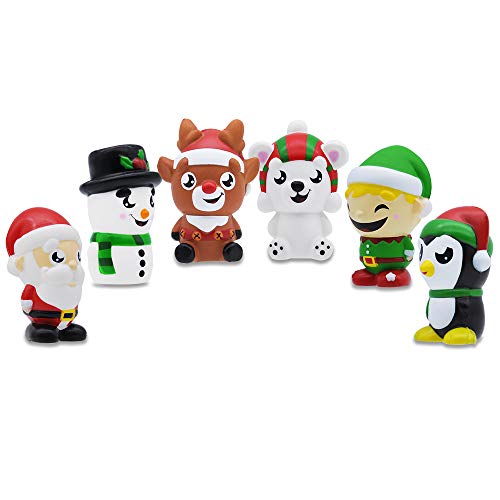 JOYIN 6 Pack Juguetes Blandos con Temática Navideña, Squishies, Alivio de Estrés, Apretón Súper Suave Kawaii, Lindos Personajes de Amigos Navideños,Juguetes para Niños y Niñas