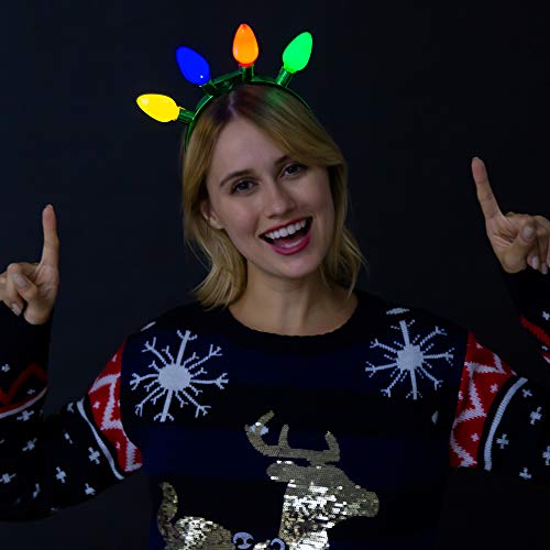 JOYIN 6 Pcs Diadema con Bombilla LED Luces de Navidad, Divertida y Festiva con 6 Modos de Intermitencia para Accesorios de Navidad, Regalo de Fiesta