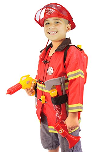 JOYIN Disfraz de Bombero para niños Conjunto de Jefe De Bomberos Juego Manguera para Niñas Regalo de cumpleaños 3-6 años