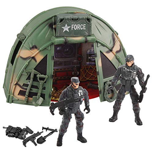 JOYIN Juego de Juguete de Helicóptero de Combate Militar 10 en 1 con Juguetes de Vehículos Militares y Figuras de Acción Militar, Luces y Sonidos Realistas, para Juguetes de Combate Imaginativos