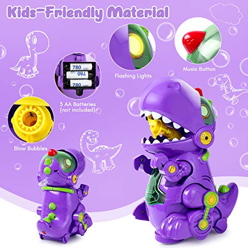 joylink Máquina de Burbujas, Maquina Pompas Jabon con Música y Luz, Automático Máquina Bubble para Niños, Bubble Maker de Dinosaurio Soplador de Pompas de Jabón para Baño Fiestas