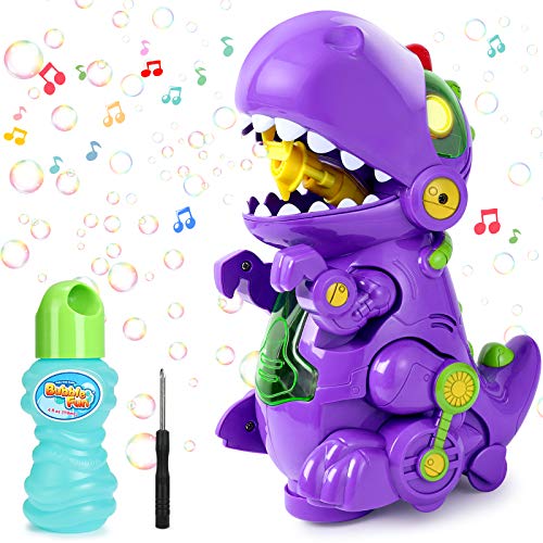 joylink Máquina de Burbujas, Maquina Pompas Jabon con Música y Luz, Automático Máquina Bubble para Niños, Bubble Maker de Dinosaurio Soplador de Pompas de Jabón para Baño Fiestas