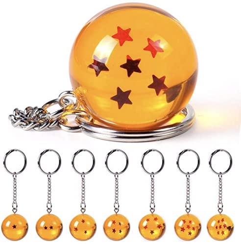 Juego de 7 llaveros de acrílico con bolas de estrella de 2,7 cm, bola de juego de 7 estrellas, llavero de anime, coleccionables, regalo para niños