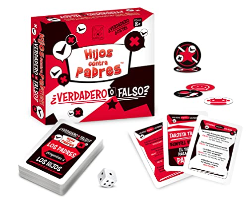 Juego de Mesa para Toda la Familia Juego Educativo para Niños y Adultos Juegos de Preguntas | Hijos contra Padres ¿Verdadero o Falso? | en Español | 54 Cartas | Más de 200 Preguntas | de 8 Años