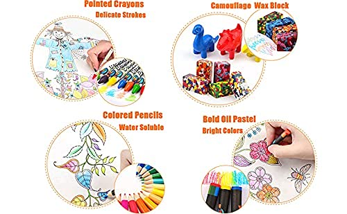 Juego de Pintura ARTOYS Para Niños,123 Piezas, Estuche de Madera, con Crayones de Cera, Rotuladores, Pinturas Acrílicas, Caja de Regalo Creativa Para, Principiantes, Niñas y Niños de 6 a 12 Años