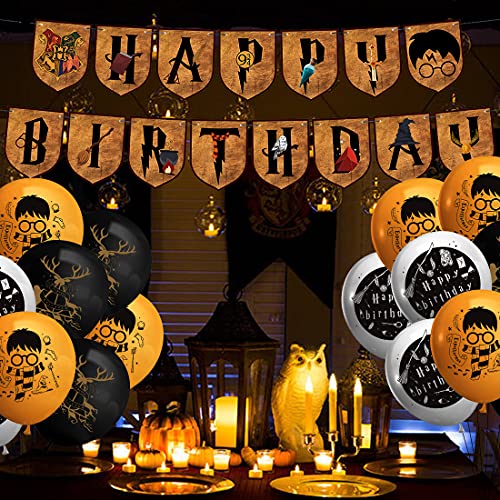 Juego de suministros para fiestas de cumpleaños de Mago Magico, Mago Magico Party Banner de feliz cumpleaños y globos para fiestas de cumpleaños para niños