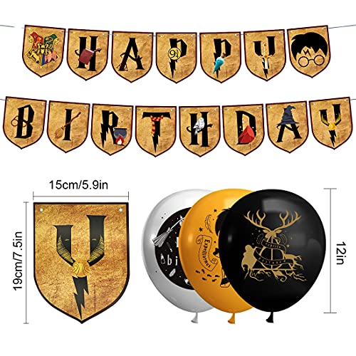 Juego de suministros para fiestas de cumpleaños de Mago Magico, Mago Magico Party Banner de feliz cumpleaños y globos para fiestas de cumpleaños para niños