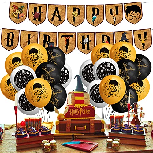 Juego de suministros para fiestas de cumpleaños de Mago Magico, Mago Magico Party Banner de feliz cumpleaños y globos para fiestas de cumpleaños para niños