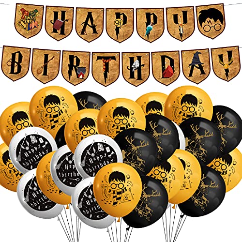 Juego de suministros para fiestas de cumpleaños de Mago Magico, Mago Magico Party Banner de feliz cumpleaños y globos para fiestas de cumpleaños para niños