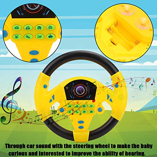 Juego de volante para bebés, controlador de conducción simulado para niños, volante de conducción portátil, copiloto, juguete para aprender, juguete educativo con sonido de simulación(Amarillo negro)