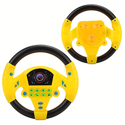 Juego de volante para bebés, controlador de conducción simulado para niños, volante de conducción portátil, copiloto, juguete para aprender, juguete educativo con sonido de simulación(Amarillo negro)