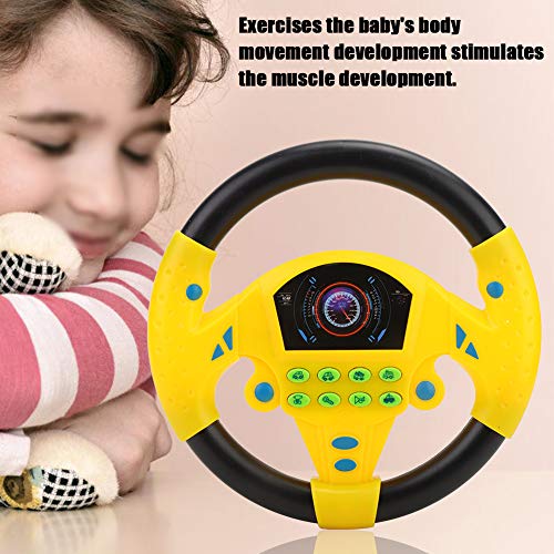 Juego de volante para bebés, controlador de conducción simulado para niños, volante de conducción portátil, copiloto, juguete para aprender, juguete educativo con sonido de simulación(Amarillo negro)