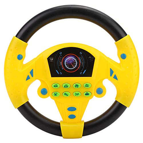 Juego de volante para bebés, controlador de conducción simulado para niños, volante de conducción portátil, copiloto, juguete para aprender, juguete educativo con sonido de simulación(Amarillo negro)