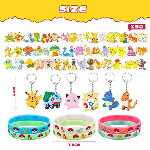 Juego Juguetes Pokémon, Llavero de Pokémon, Personajes de Pokémon, Pulsera de Silicona de Pokémon, Pegatinas de Niños Pokémon, Pokémon Serie Elfos , para Regalo Fiesta Cumpleaños Pokémon Niños