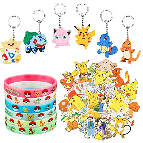 Juego Juguetes Pokémon, Llavero de Pokémon, Personajes de Pokémon, Pulsera de Silicona de Pokémon, Pegatinas de Niños Pokémon, Pokémon Serie Elfos , para Regalo Fiesta Cumpleaños Pokémon Niños