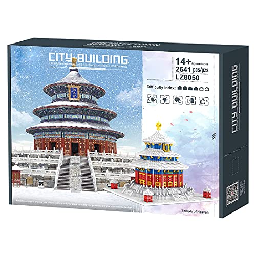 Juegos de construcción de Casas modulares, 2641 Piezas Templo del Cielo Arquitectura China Antigua Famosa Street View Bloque de construcción de micropartículas, no Compatible con Lego