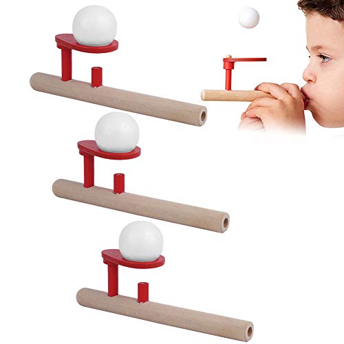 Juguete de Equilibrio de Bola de Tubo de soplado Flotante de Madera, Juguetes educativos de Madera para niños, Juego de Pelota Flotante, Juguetes de Equilibrio de soplado