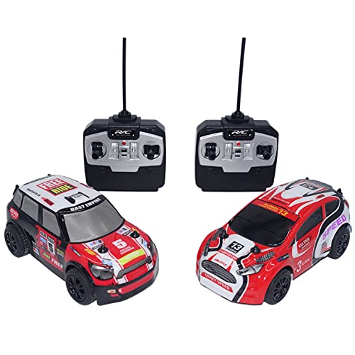 JUGUETECNIC │ Pack de 2 Mini Coches teledirigidos Rally Extreme │ Pequeños, rápidos y ágiles | Coches Control Remoto Regalo Juguetes │ Escala 1:28