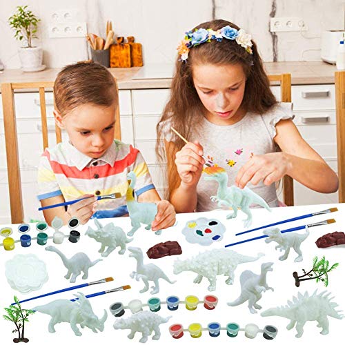 Juguetes de Dinosaurios para Niños, Goorder 47 Piezas 3D Kit de Pintura de Dinosaurios, Juego de Suministros de Arte y Manualidades, Cumpleaños Navidad Regalo para Niño Niña 4 5 6 7 8 años