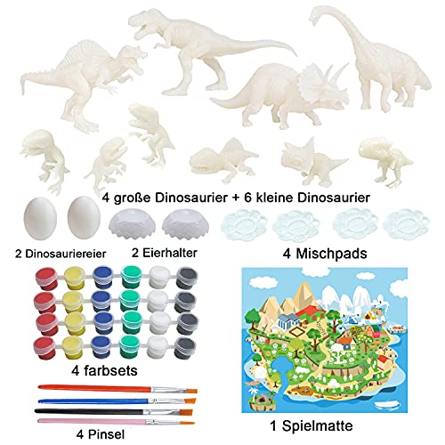 Juguetes de Dinosaurios para Niños, Goorder 47 Piezas 3D Kit de Pintura de Dinosaurios, Juego de Suministros de Arte y Manualidades, Cumpleaños Navidad Regalo para Niño Niña 4 5 6 7 8 años