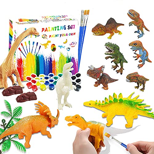 Juguetes de Dinosaurios para Niños, Goorder 47 Piezas 3D Kit de Pintura de Dinosaurios, Juego de Suministros de Arte y Manualidades, Cumpleaños Navidad Regalo para Niño Niña 4 5 6 7 8 años