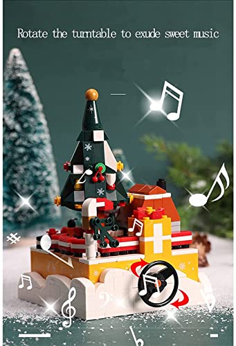 Juguetes Educativos Ensamblados,Mini Kits de Bloques Construcción Árbol Navidad, Caja de Música Árbol Navidad para Niños y Adultos Compatible con Lego (408 Piezas) A,One Size