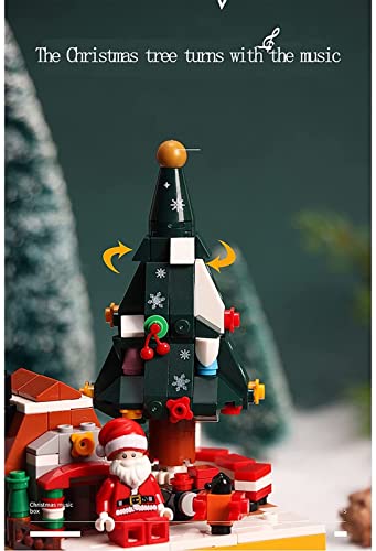 Juguetes Educativos Ensamblados,Mini Kits de Bloques Construcción Árbol Navidad, Caja de Música Árbol Navidad para Niños y Adultos Compatible con Lego (408 Piezas) A,One Size