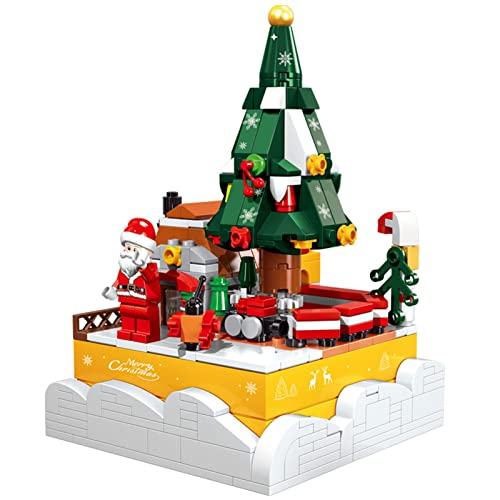 Juguetes Educativos Ensamblados,Mini Kits de Bloques Construcción Árbol Navidad, Caja de Música Árbol Navidad para Niños y Adultos Compatible con Lego (408 Piezas) A,One Size