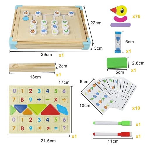 Juguetes Niños 3 Años Montessori 105 pcs Puzzle Madera Magnética Pizarra Blanca 2 EN 1 Juegos de Clasificación Rompecabezas con Tarjeta de Patrón Regalos para Niños 3 4 5 6 Años