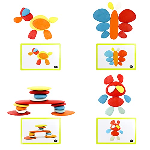 Juguetes Niños Montessori Piedras de Equilibrio de Apilamiento 36pcs Bloques Construcción Bebé Puzzle Juguetes Juegos Educativos de Mesa Regalos para Niños Niña 3 4 5 Años