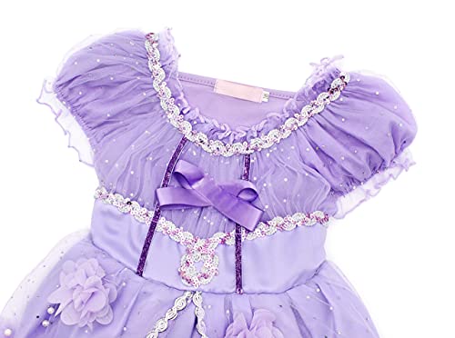 Jurebecia Las niñas se Visten Princesa Traje de Sofia Vestidos de Fiesta para niños Outfit Childs Vestido de Cosplay de cumpleaños de Halloween con Accesorios