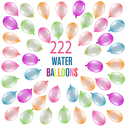 Kaiyingxin Globos de Agua Coloridos, Globos de Agua de Llenado Rápido con 2 Conectores, Globos de Agua niños, 222 Globo De Agua en 60 Segundos, Autosellado sin Nudos (222)