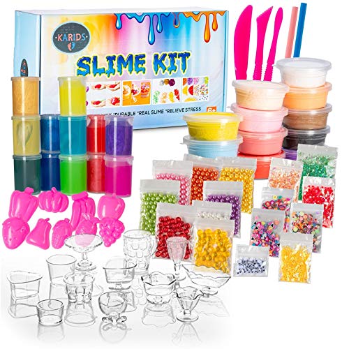 Karids Slime Kit Slimes Reales, Arcillas, Moldes, Herramientas y Accesorios para la Decoración de Las Ideas Creativas de Niños o Niñas - Superdivertido Kit de Arcilla con 70 Piezas