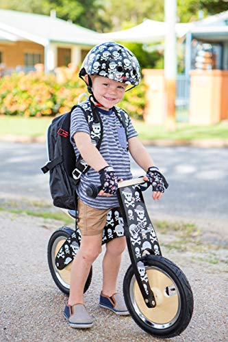 Kiddimoto Guantes de Ciclismo sin Dedos para Infantil (niñas y niños) - Bicicleta, MTB, BMX, Carretera, Montaña - Pirata Bandera - Talla: S (2-5 años)