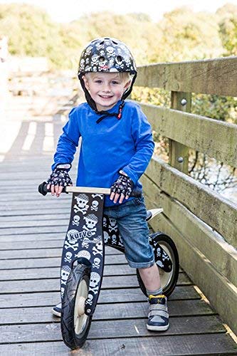 Kiddimoto Guantes de Ciclismo sin Dedos para Infantil (niñas y niños) - Bicicleta, MTB, BMX, Carretera, Montaña - Pirata Bandera - Talla: S (2-5 años)